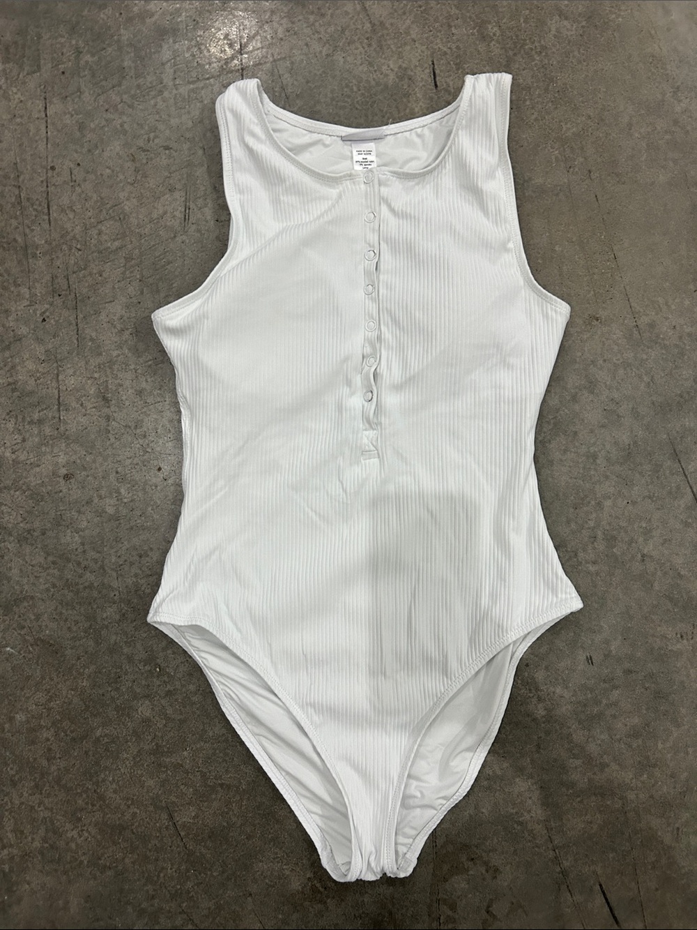 Andie White Ribbed Snap-Front One-Piece Swimsuit